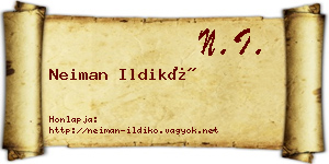 Neiman Ildikó névjegykártya